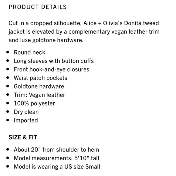 Alice and Olivia Donita tweed and vegan leather jacket - Picture 12 of 13